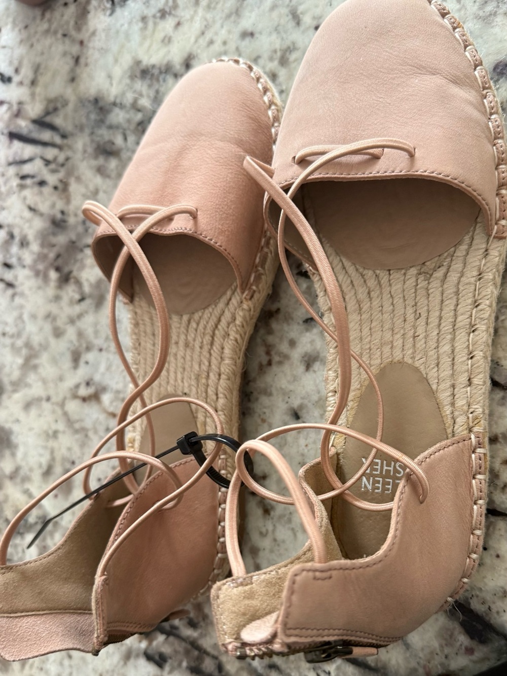Elieen Fisher Suede Lace Up Espadrille Sandals - Picture 2 of 5